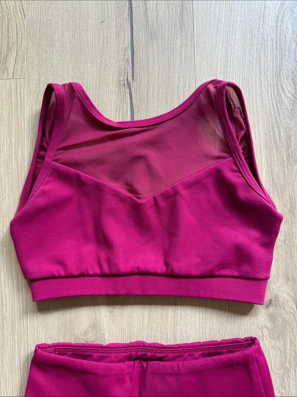 Girls' Bright Fuchsia Dance Set — Crop Top & High-Waist Leggings